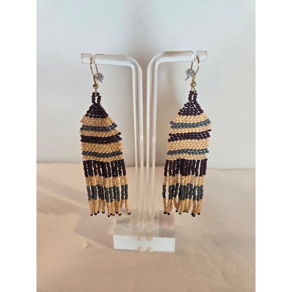 Long Dangle Earrings Seed Bead Chandelier Style